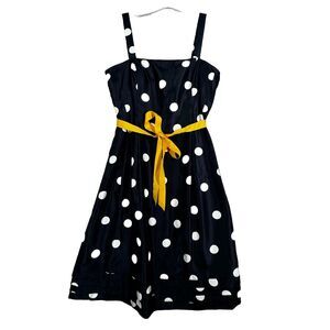 Dressbarn Dress Womens‎ 10 Navy Blue White Polka Dot Classic Pin Up Rockabilly